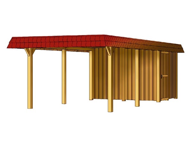 Skan Holz Wendland - Walmdach Carport aus Leimholz Breite 362 cm