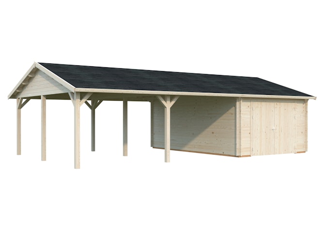 Palmako Garage Roger 19,0 + 33,2 m² - 44 mm - mit Holztor