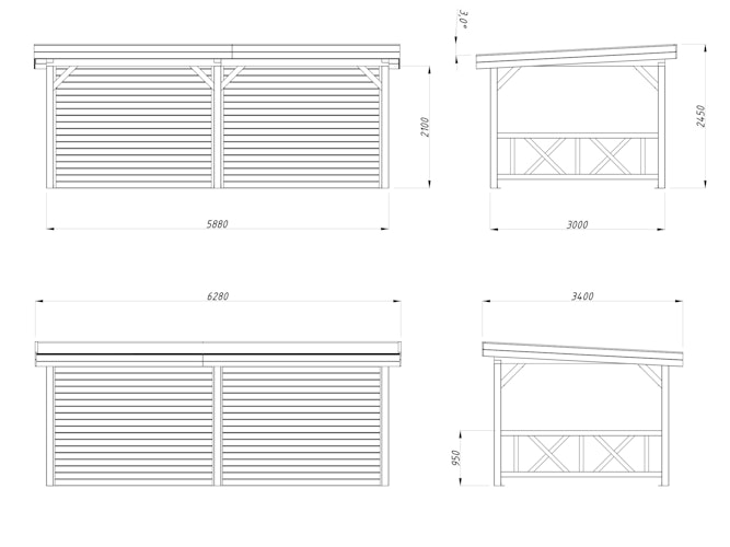 Palmako Carport/Pavillon Connect Lenna 16,6 m² Set 308