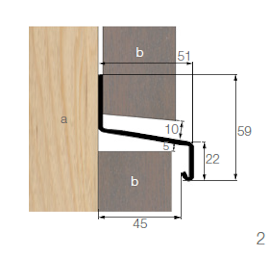 OSMO Fassade Übergangsprofil 2  - 45 x 59 x 3000 mm