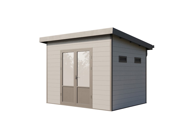 Wolff Finnhaus WPC Gartenhaus Terra 3024 Anthrazit/Hellgrau - 28 mm 