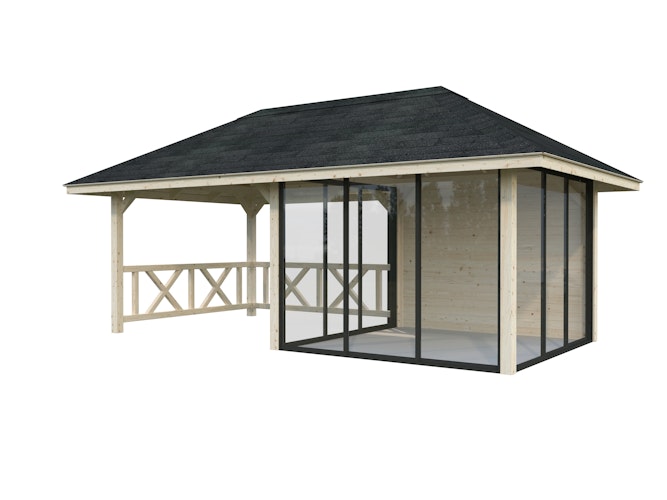 Palmako Pavillon Bianca 16,6 m² Set 504 Slide Plus mit Isolierglas-Schiebetüren