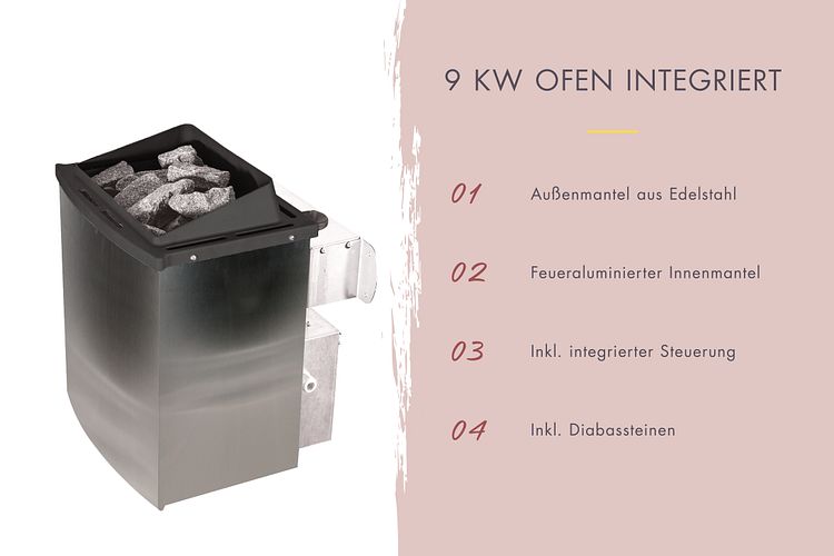 Karibu 9 kW Saunaofen finnisch mit integrierter Steuerung