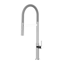 Vorschaubild Minimalistischer Wasserhahn Küchenarmatur, TECNO, mit 360° schwenkbarem Auslauf, abnehmbare 2 strahl Handbrause, Verchromt / Grau