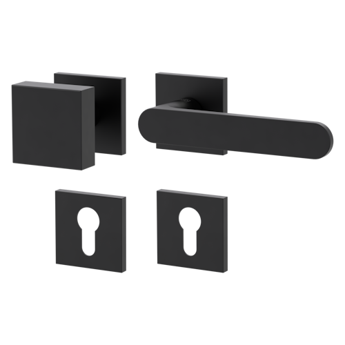 Griffwerk Wechselgarnitur VAYA 291 AVUS fast2fix Fast2Fix  Rosetten eckig Knopf SQUARE Graphitschwarz R