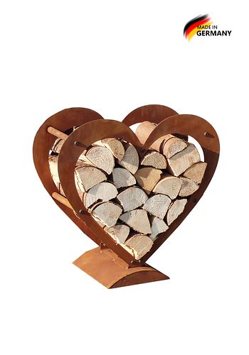 Badeko Herz-Holzregal in Edelrostoptik - 75 cm hoch