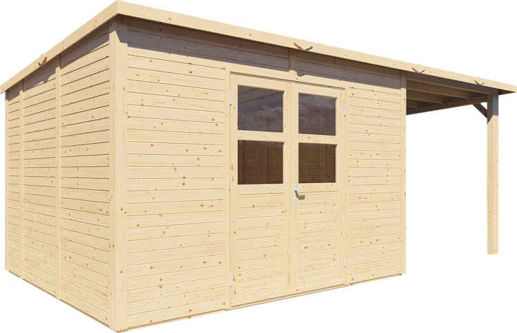 Bertilo Gartenhaus Borkum 2 Inkl. Schleppdach - 19 mm