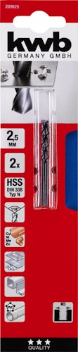 kwb 2 HSS SpiralboDIN338 2,5 mm SB 209625