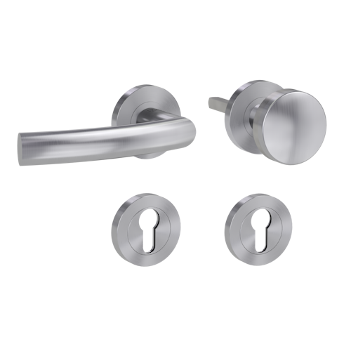 Griffwerk LORITA PROFESSIONAL Schraubtechnik GK4 -Edelstahl matt  Rosettengarnitur -Schraubt. -Knopf R2 -WL -TS 40-45mm