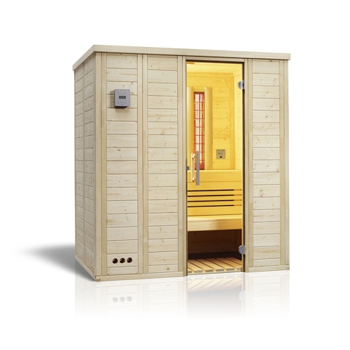 Infraworld Sauna Vitalis 184 Complete Set - 40 mm Massivholzsauna inkl. 5-teiligem gratis Zubehörset