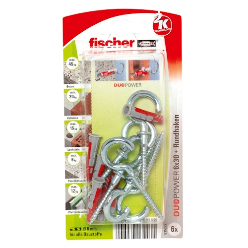 FISCHER Universaldübel Duopower 6x30 RH N K (6 Stück)