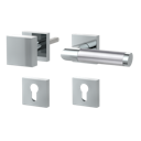 Vorschaubild Griffwerk CHRISTINA QUATTRO Klipptechnik -Edelstahl poliert/matt  Rosettengarnitur eckig -Klippt. -Knopf Square -WR -TS 40-45mm