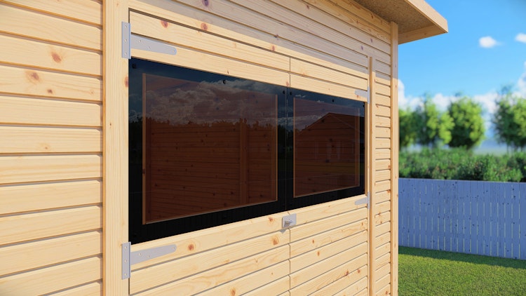 Bertilo Gartenhaus Pent Modern 3 Plus inkl. Anbaudach - 18 mm