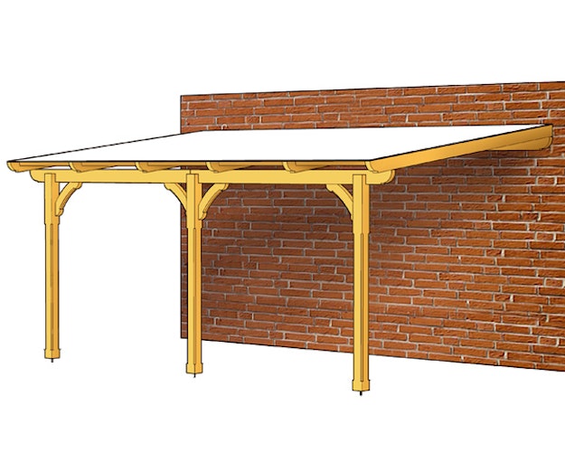 Skan Holz Terrassenüberdachung Rimini aus Douglasie mit Mittelpfosten Breite 541 cm