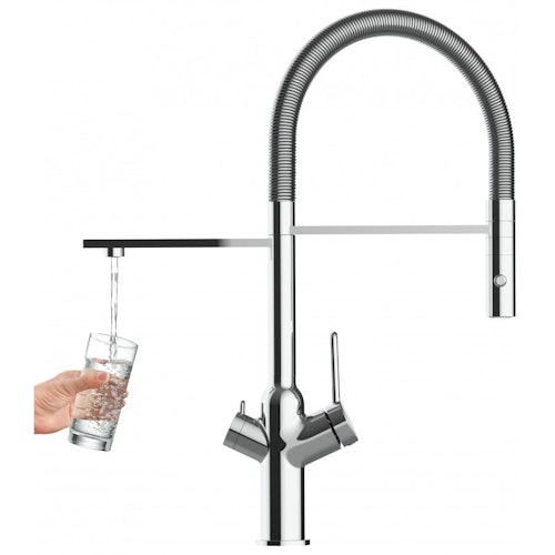 4 Wege Wasserhahn Küchenarmatur, BOD, mit 360° schwenkbarem Auslauf, abnehmbare 2 strahl Handbrause, Verchromt