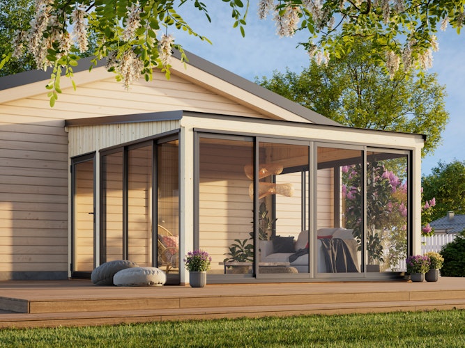 Palmako Glashaus Lumi 16,6 m² (Wintergartenanbau) - Slide