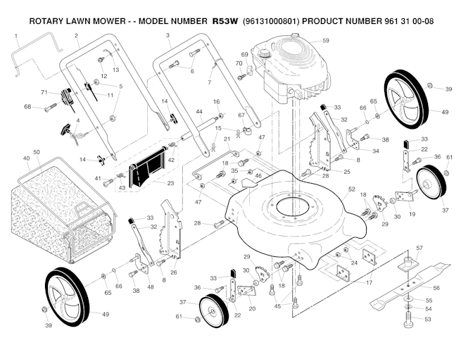Husqvarna Rasenmäher gelegentliche Nutzung 96131000801 R 53W