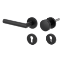 Vorschaubild Griffwerk Wechselgarnitur LUCIA PROF Schraubtechnik FS Rosetten rund Knopf R2 38-50mm Graphitschwarz L