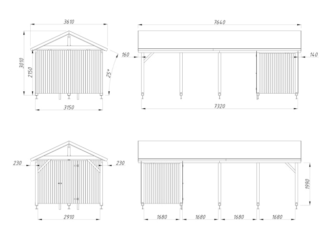 Palmako Carport Robert 23,1 m² mit Geräteraum
