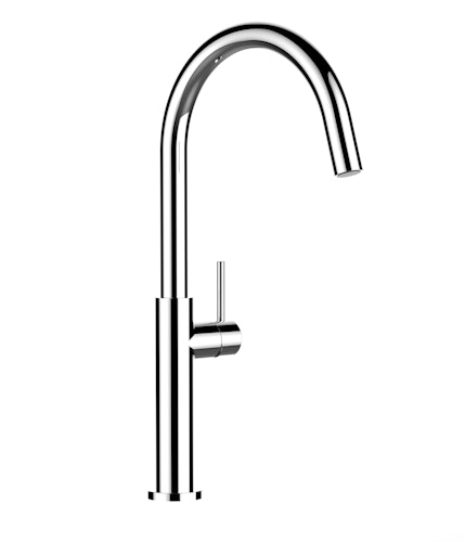 Minimalistischer Wasserhahn Küchenarmatur, TECNO, mit 360° schwenkbarem U-Auslauf, Verchromt