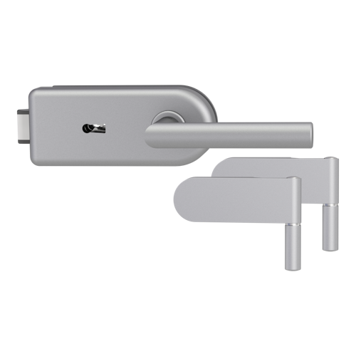 Griffwerk SMILE 1.0 -Alu EV1 Ganzglastürbeschlagset -2-teiliger Bandsatz -mit Griff L-Form -BB