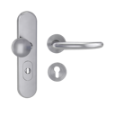 Vorschaubild Griffwerk TITANO Kombi SB_882 ES1 (S2) -Edelstahl matt Kombi-Schutzbeschlag -Knopf/Drücker -mit Griff DESM ULMER GRIFF PROF-EM-rund-R-ZA, 72mm -TS 38-50