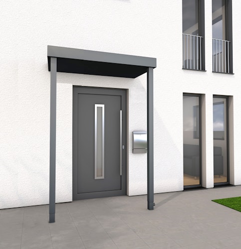 Gutta Rechteckvordach BS Plus 160 Sondermaß mit Pfosten (neues Modell)