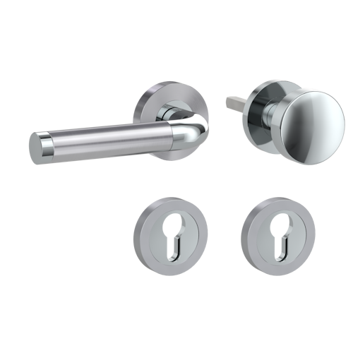 Griffwerk SIMONA Schraubtechnik GK4 -Chrom/Edelstahl Rosettengarnitur -Schraubt. -Knopf R21 -WL -TS 40-45mm