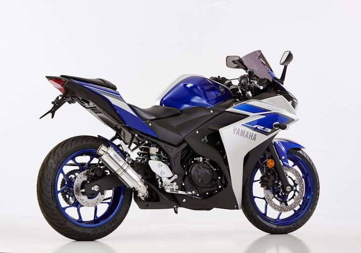 HURRIC SLIP-ON Schalldämpfer Supersport Aluminium poliert für YAMAHA MT-03,YZF-R3