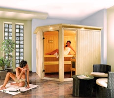 Karibu Sauna Fiona 3 mit Eckeinstieg 68 mm inkl. gratis Saunaofen im Wert von 599,99 €