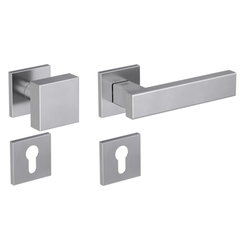 Griffwerk Wechselgarnitur VAYA 200 CUBICO fast2fix Fast2Fix Rosetten eckig Knopf SQUARE Edelstahl matt R