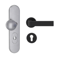 Griffwerk TITANO Kombi SB_882 ES1 (S2) -Edelstahl matt Kombi-Schutzbeschlag -Knopf/Drücker -mit Griff DESM GRAPH -GSC -rund -R -ZA, 72mm -TS 38-50