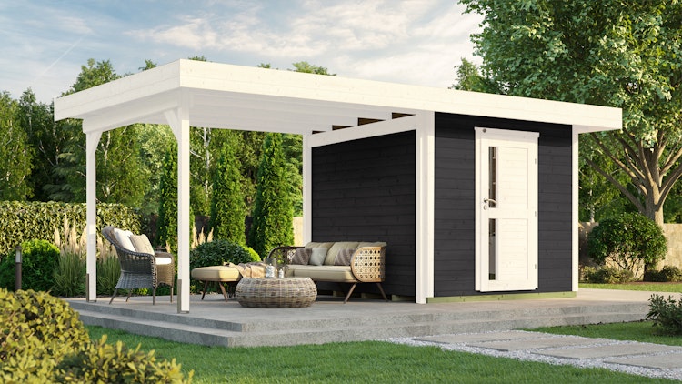 Weka Gartenhaus Designhaus 172 B mit Design-Einzeltüre und Anbau (295 cm)