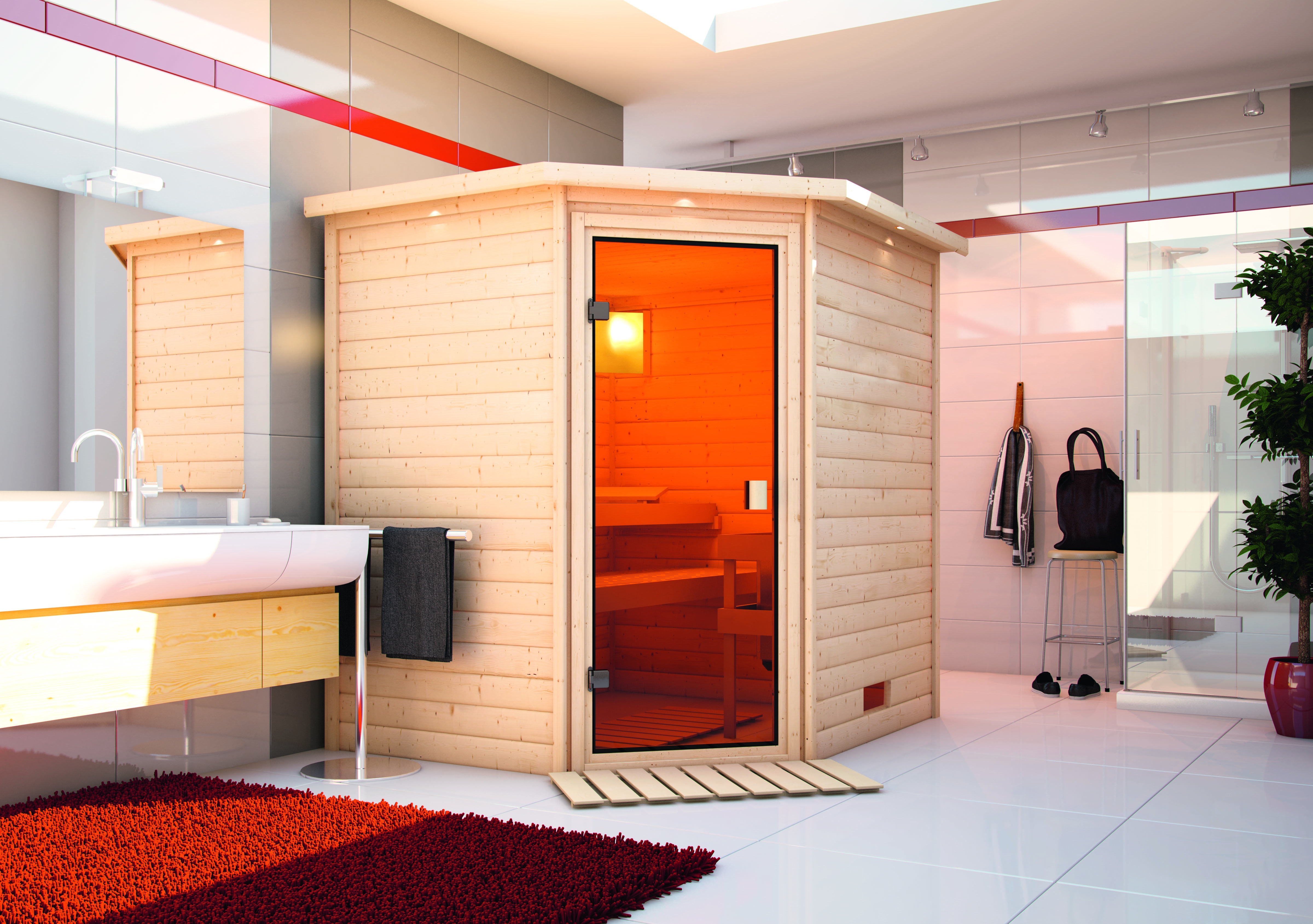 Karibu Woodfeeling Sauna Mia - 38 mm Massivholz Aktionssauna