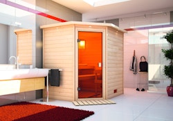 Karibu Woodfeeling Sauna Mia - 38 mm Massivholz Aktionssauna inkl. gratis Saunaofen im Wert von 599,99 €