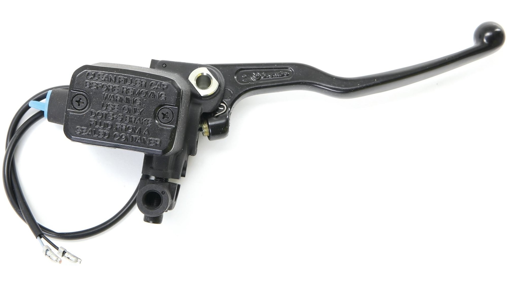 Brembo Hauptbremszylinder PS16 schwarz, Hebel schwarz, mit Spiegelaufnahme und Bremslichtschalter