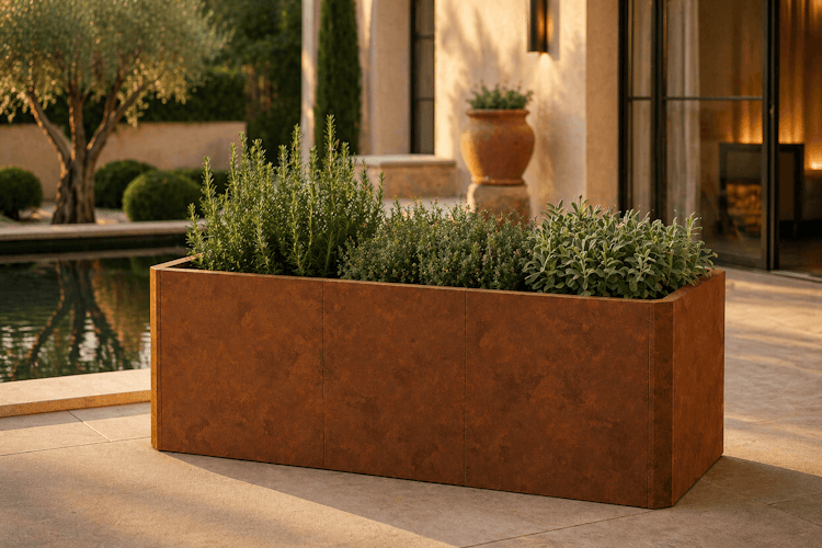 Premium Hochbeet aus Cortenstahl mit Rostpatina 200 x 80 x 75 cm