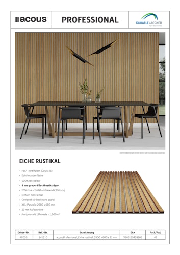 ACOUS Akustikplatten  PROF AC02G EICHE RUSTIKAL