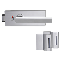 Griffwerk PURISTO S -Edelstahl matt Ganzglastürbeschlagset -3-teiliger Bandsatz -mit Griff TRI 134 -EM -smart2lock