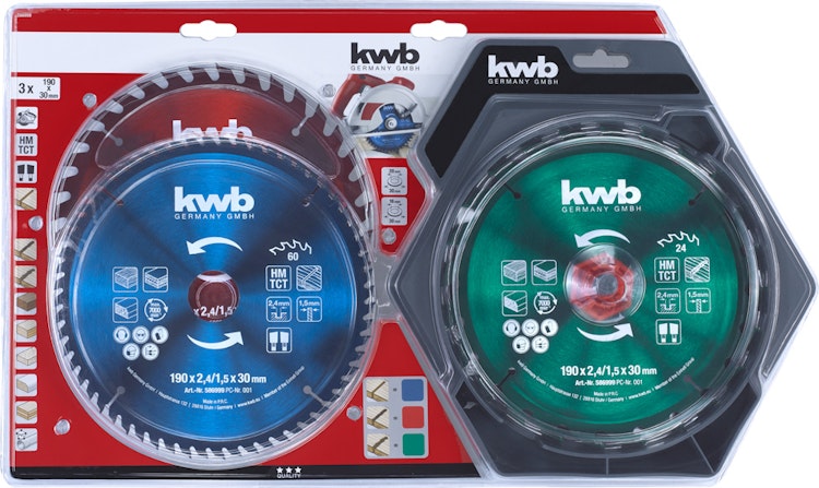 kwb Kreissägeblattsatz 3teilig 190x30mm 586995