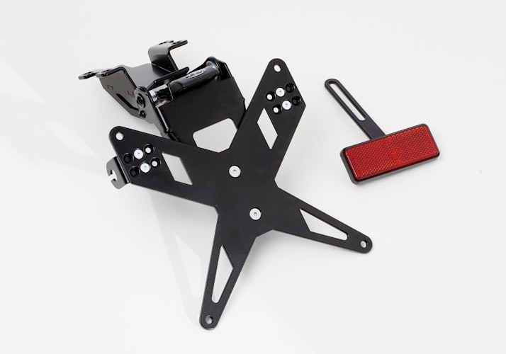 PROTECH X-SHAPE Kennzeichenhalter SET mit Reflektor und Beleuchtung Alu & Stahl Schwarz für HONDA CB500F, CB500 Hornet, CBR500R