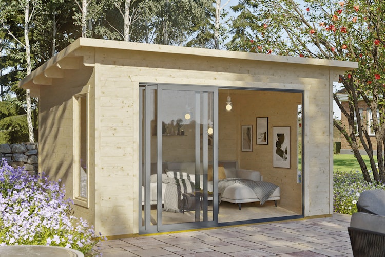 Skan Holz Gartenhaus Tournai 2 mit Schiebetür - 28 mm 