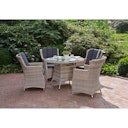 Vorschaubild Garden Pleasure Esstisch-Set DIJON, Tisch + 4 Stühle, Aluminium / Polyrattan / 100 % Polyester