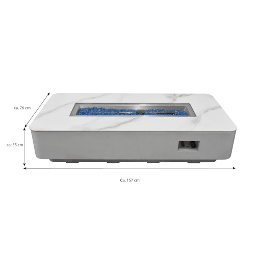 Gas Feuerstelle Athen Marmor-Optik weiß