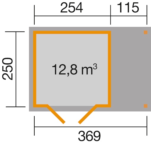 Weka Gartenhaus 321 A mit 115 cm Anbau - 19 mm