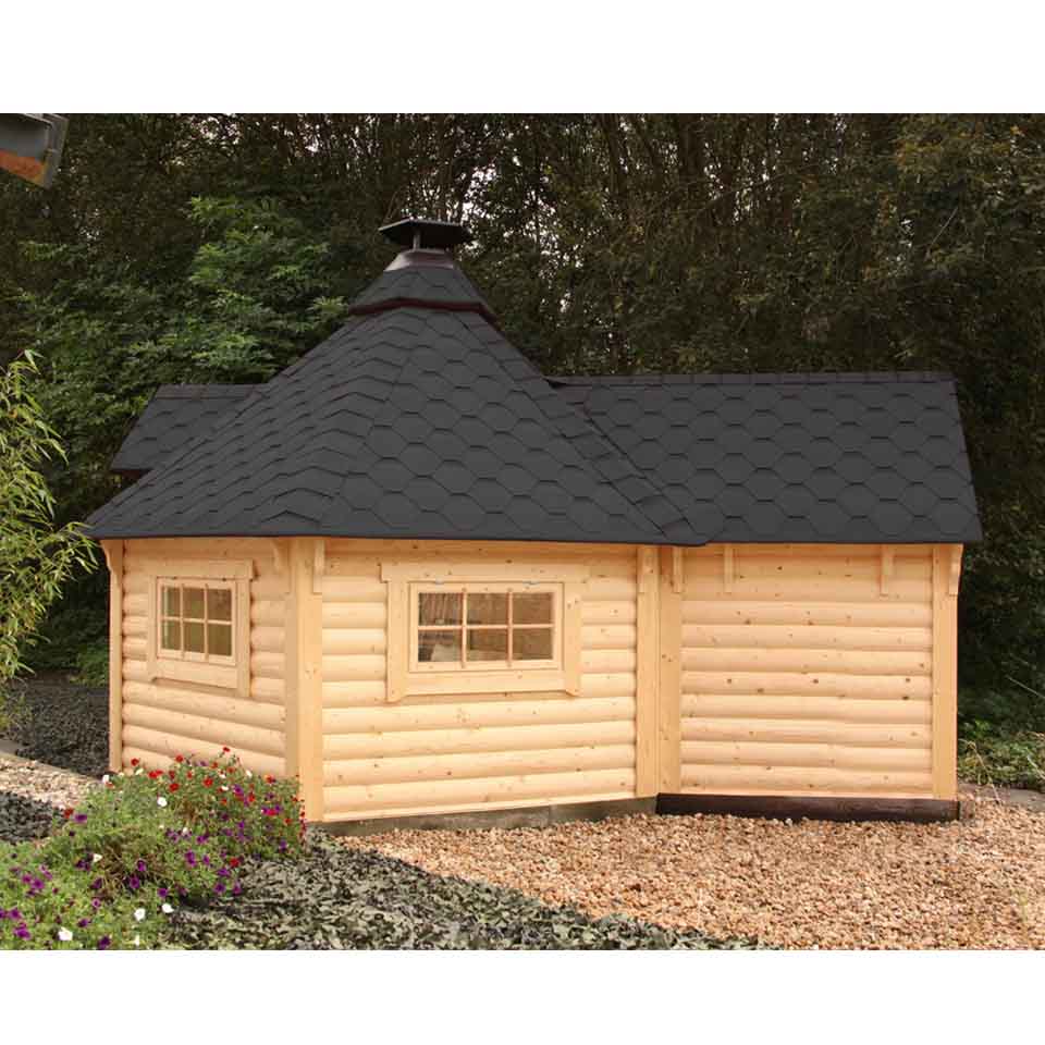 Wolff Finnhaus Grillkota 9 de luxe mit Anbau