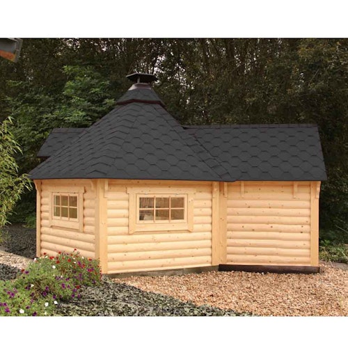 Wolff Finnhaus Grillkota 9 de luxe mit Anbau