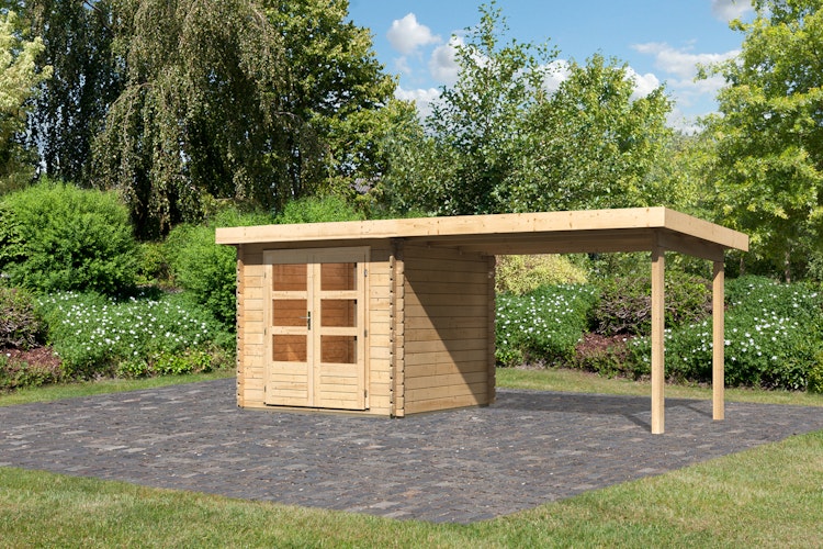 Karibu Woodfeeling Gartenhaus Bastrup 2 naturbelassen - 28 mm
