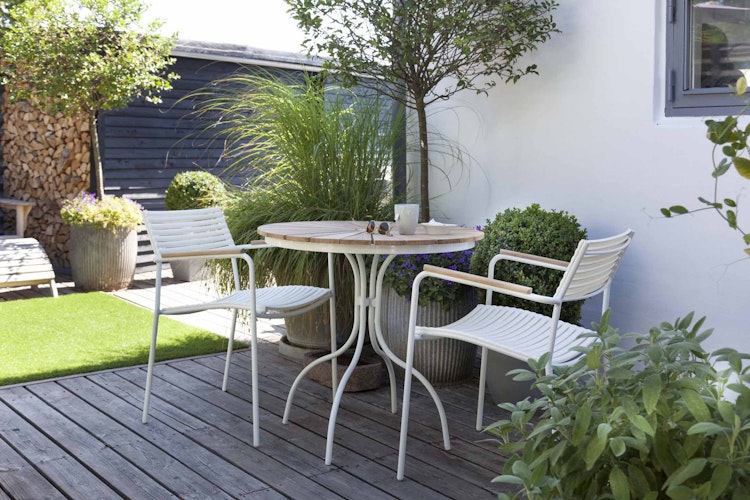 Cinas Kaffeetisch ELLEN, Ø 80 cm, Aluminium / Teak