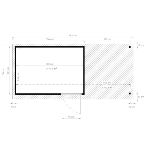 Bertilo Element-Gartenhaus Pentus 3 Office inkl. Lounge-Anbau - 19 mm
